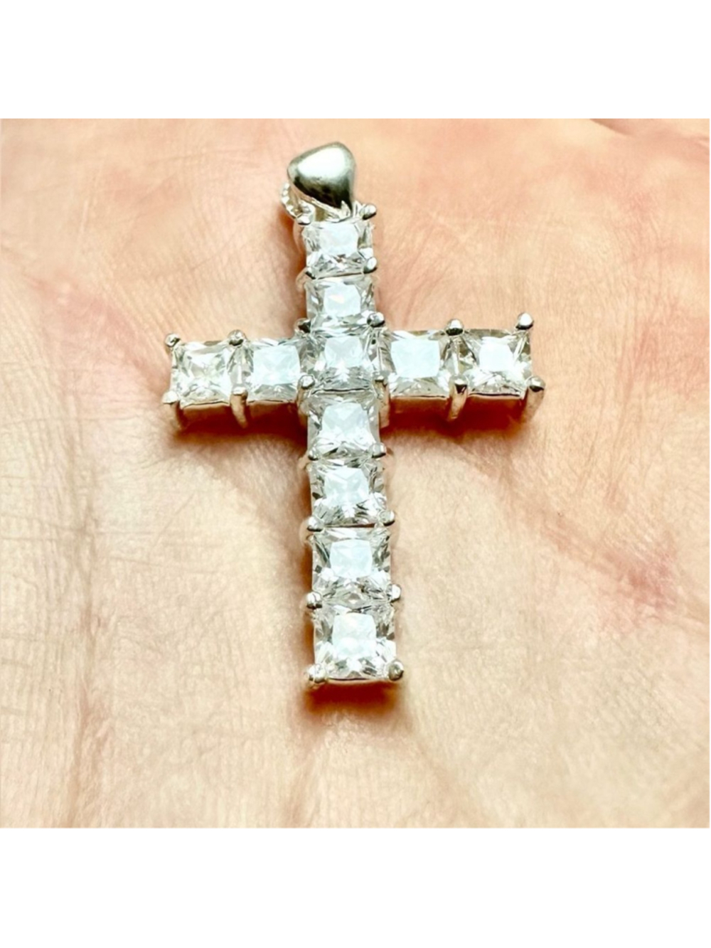 Dazzling Silver Cross Pendant 925 with Clear Stones
